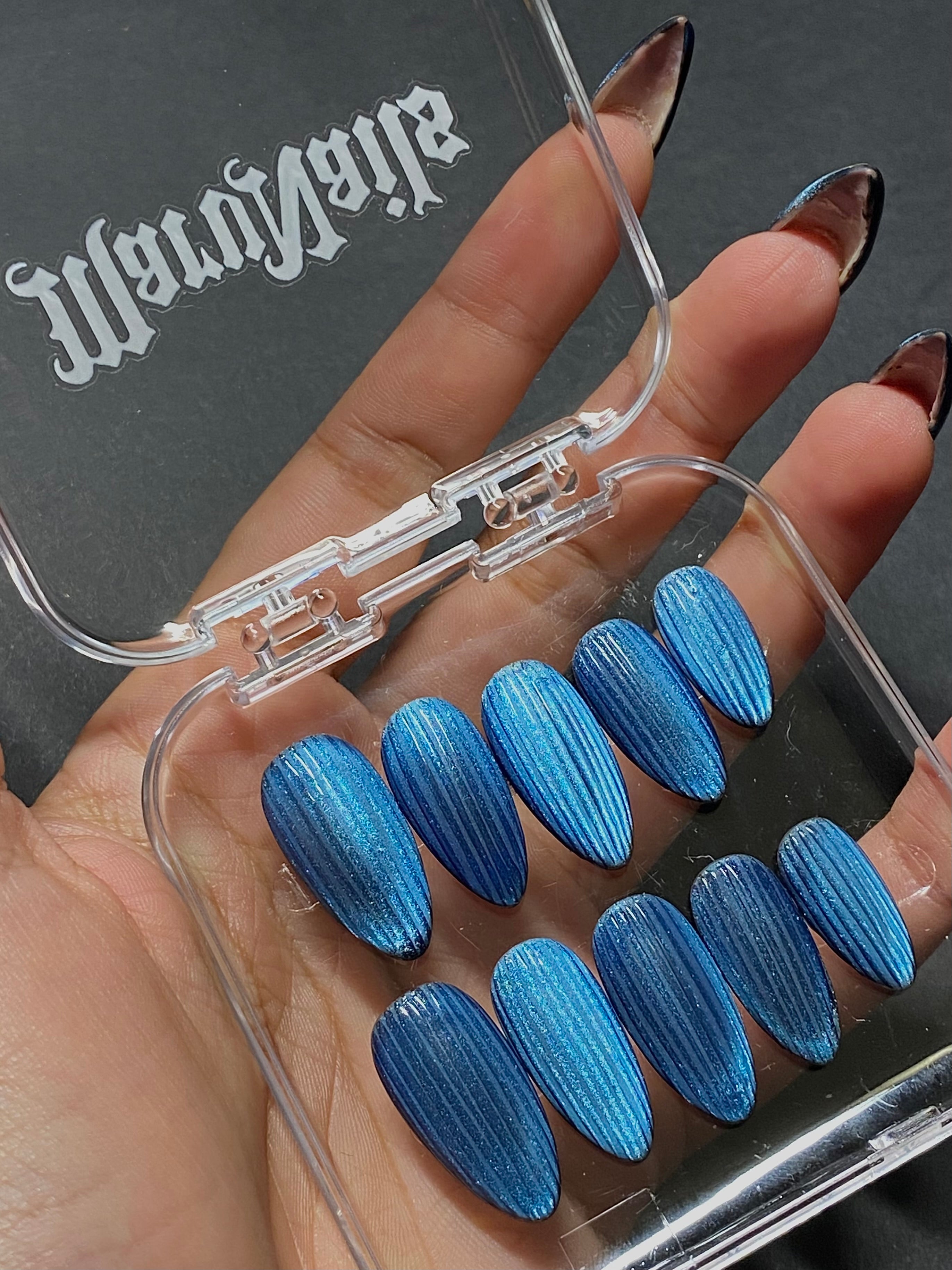 Arctic Blue Ribbed Glass